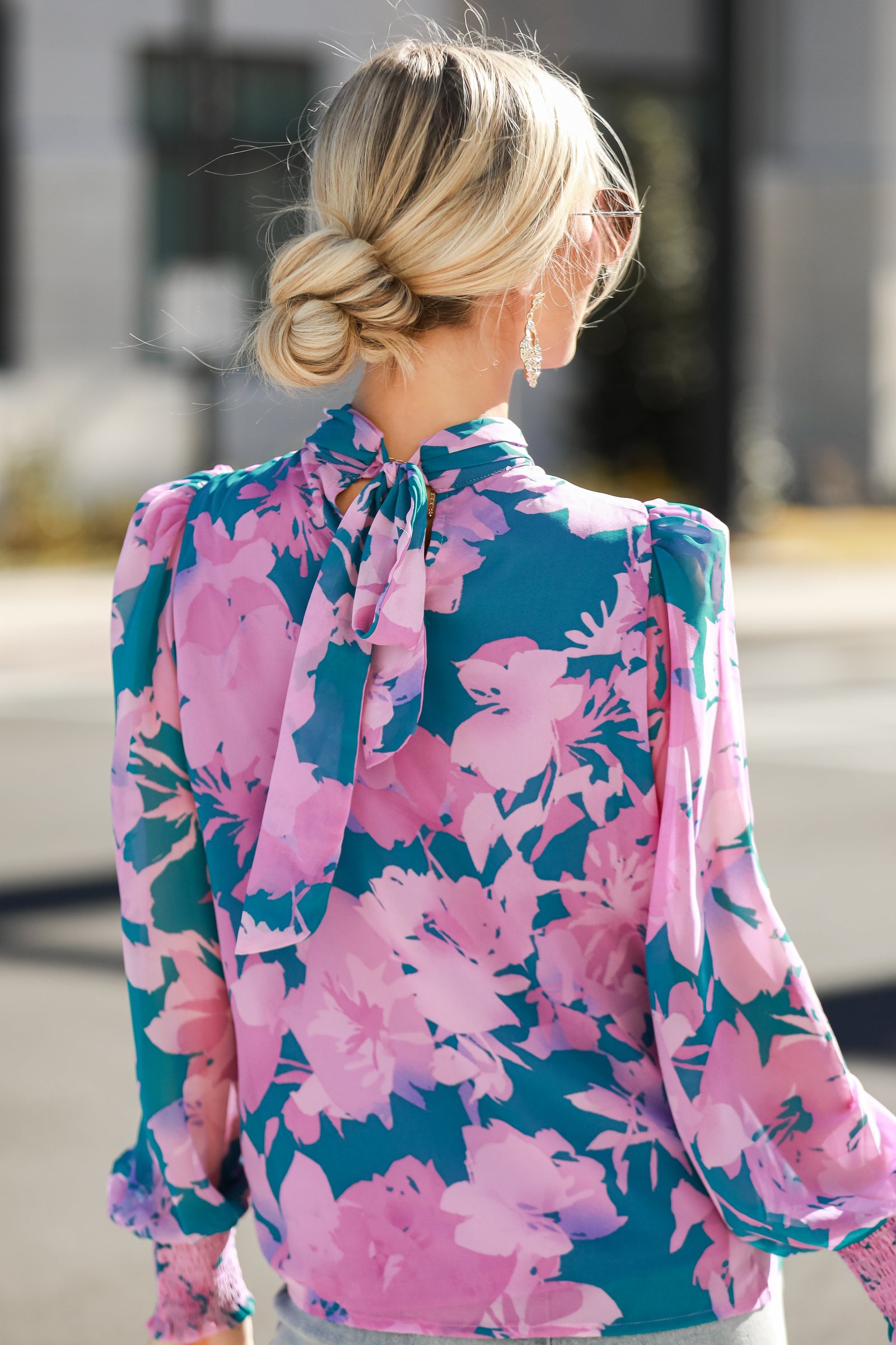 Beautiful Entrance Teal Floral Blouse MY1