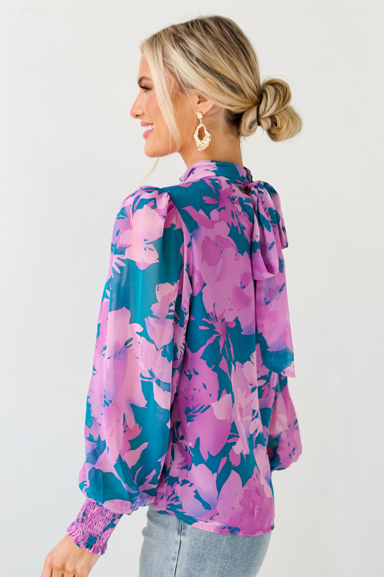 Beautiful Entrance Teal Floral Blouse MY1