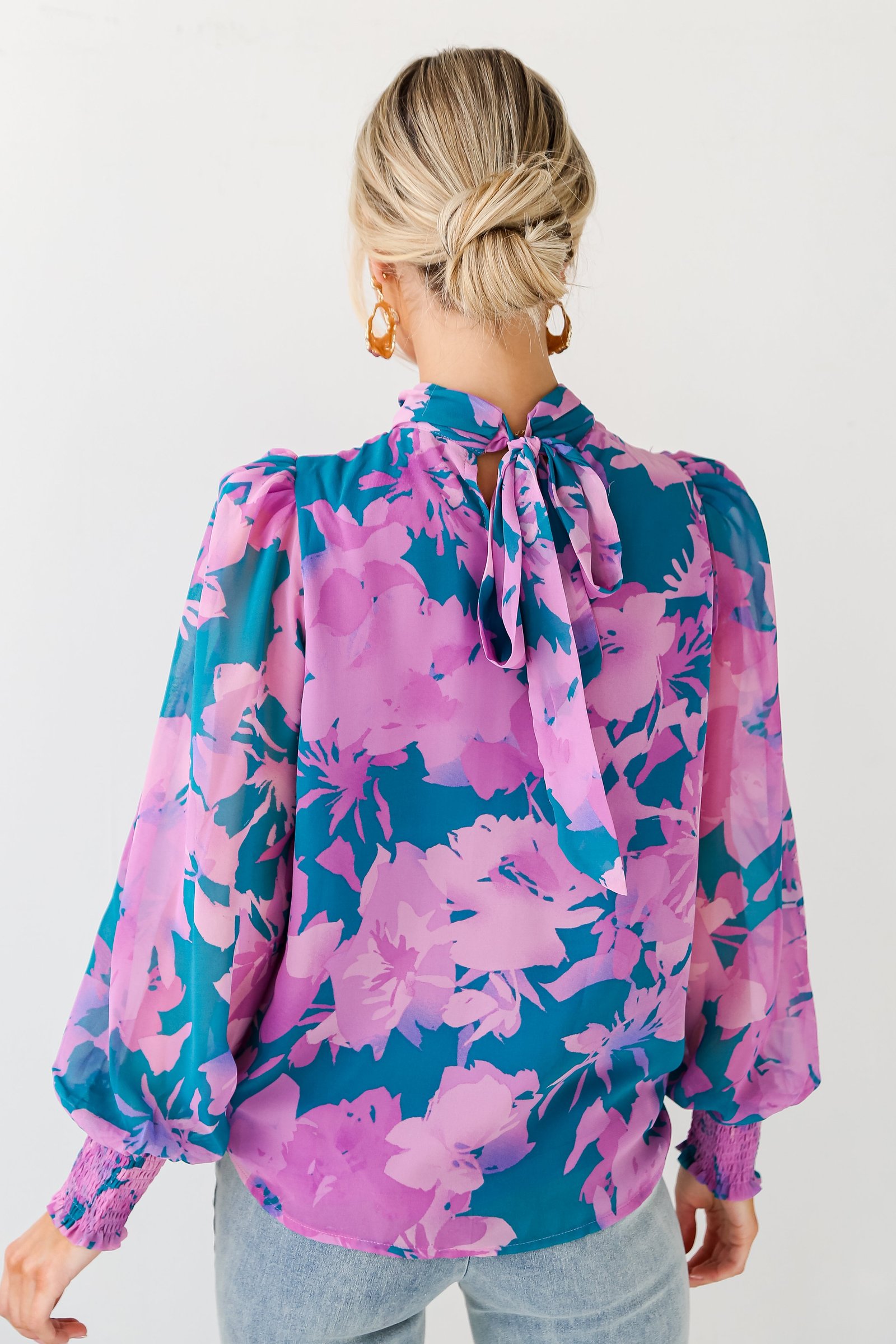 Beautiful Entrance Teal Floral Blouse MY1